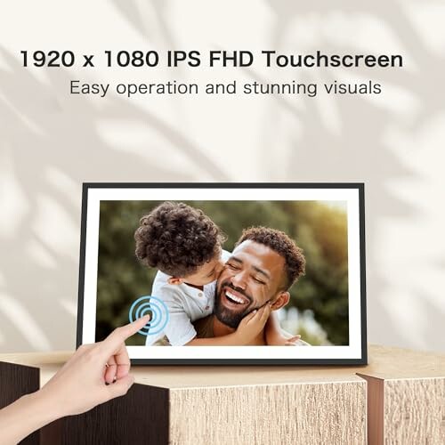 1920x1080 IPS FHD touchscreen with image of a man and child