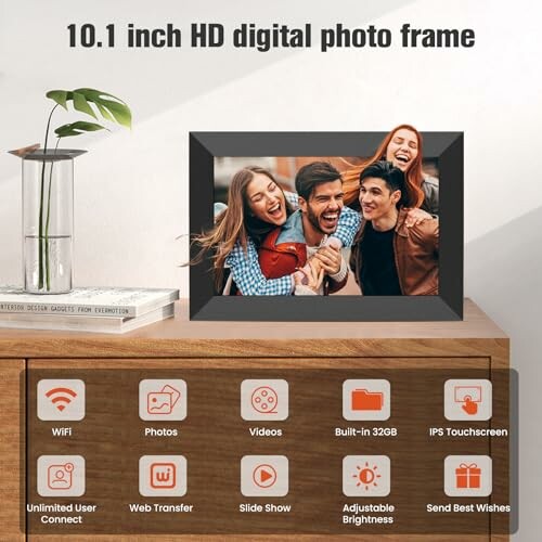 10.1 inch HD digital photo frame with features listed.