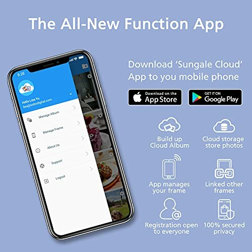 Promotional image for the Sungal Cloud app with mobile phone interface and app store download options.