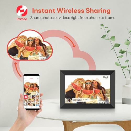 Instant wireless sharing from phone to digital photo frame.