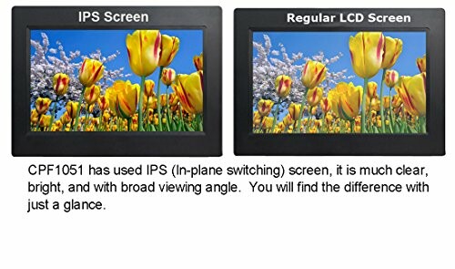 Comparison of IPS screen and regular LCD screen showing tulip images.